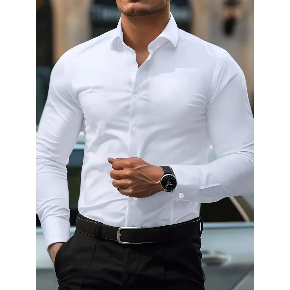 Men Casual White Shirt Brand Fashion
