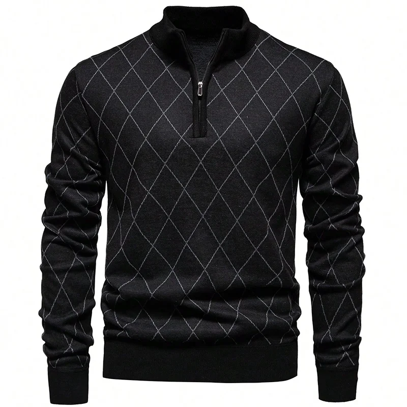 New Fashion Mens Knit Sweater American Half Zip